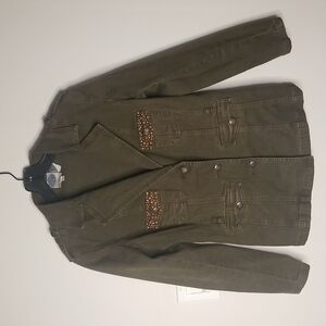 DG2 by Diane Gilman  women’s Embellished Utilty  Blazer in khaki green